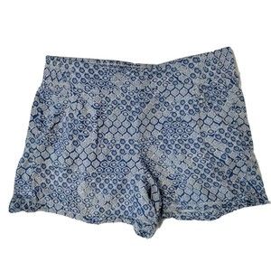 Lane Bryant Shorts Sz 18 Blue White Rayon Soft Mini 4.5" Insm Pull On XL Summer